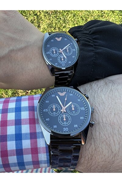 İSTLİV Unisex Siyah Mıknatıslı Kordon Çift Kol Saati