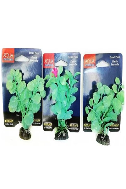 Aqua Gece Parlayan Yapay Bitki Akvaryum Dekoru 12cm - 3 Adet