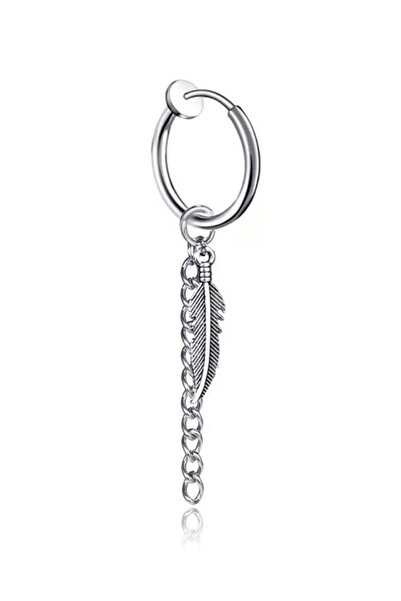 Jaida Moda للجنسين فضية اللون ريشة استرخى قرط فولاذي غير مثقوب