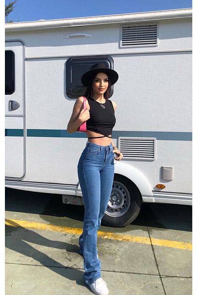 LİMABEL All Star Flare Jeans Španělské džíny s vysokým pasem, stálobarevné Středně modré španělské džíny