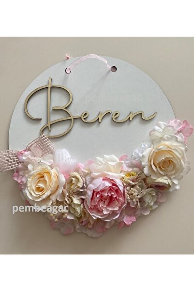 Pembe Ağaç Tasarım Atölyesi Soft Renkler Konsept Tasarım Isme Özel Kapı Süsü - Dış Kapısüsü - Çelik Kapı Süsü