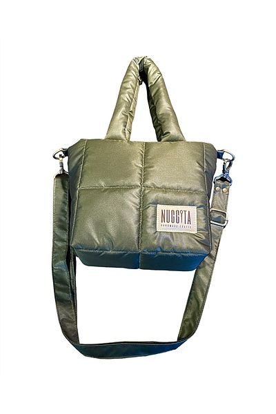 Nuggita Nuggıta Women's Bag Shiny Khaki - Piccolo Quadrato - Waterproof Puffer Bag