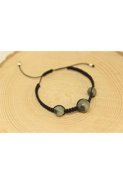 Yasamtohumu Регульований браслет із смарагдом та срібними намистинами (27230)