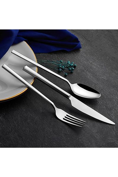 ÖzSa Home 18 Piece Chopsticks Fork Spoon Set Flat Model for 6 Persons