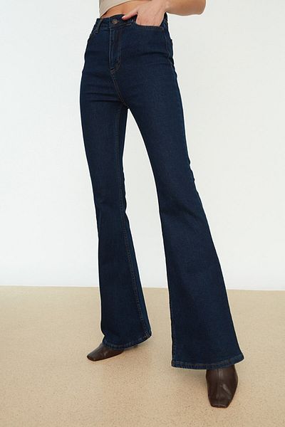 Bella denim Liva Flare Trotters Jeans Femei Albastru închis nu se estompează Extra Lycra Talie înaltă Picior lung (adunare)