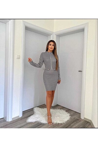 Azra Moda Style Жіноче плаття з візерунком, застібкою-блискавкою спереду та ґ...