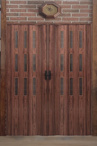 ERİKMANN Akordiyon Kapı 320 X 230 Cm Ceviz Camlı Çift Açılım Katlanır Kapı