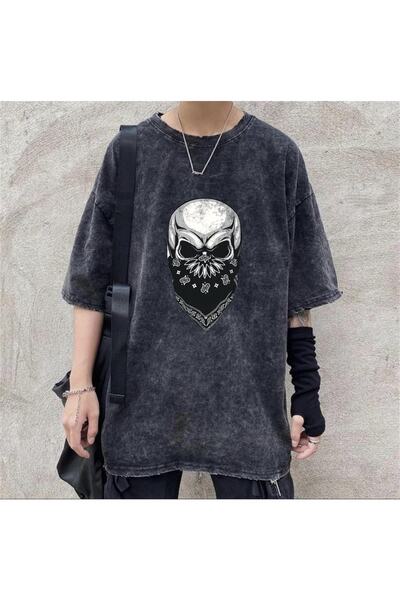 Touz Унісекс-футболка Gang Skull з ефектом старіння - My Vision Yıkamalı
