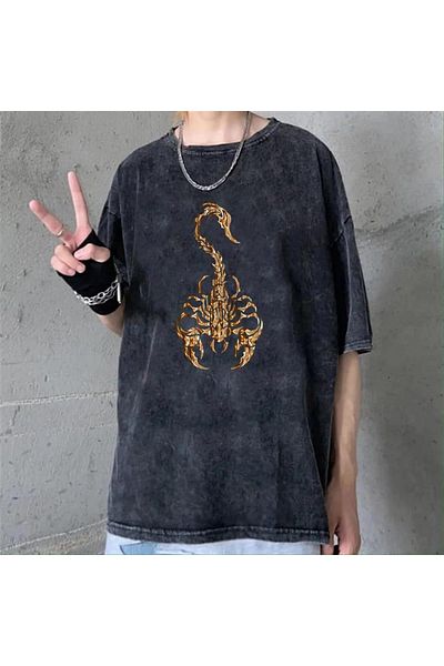 Touz Unisex Gothic Scorpion Washable Vintage T-shirt