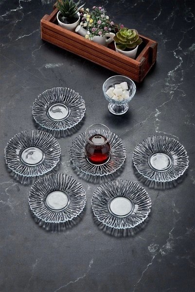 Zeryas Home Design Glass New Trend 6-Piece Tea Plate Tea Plate