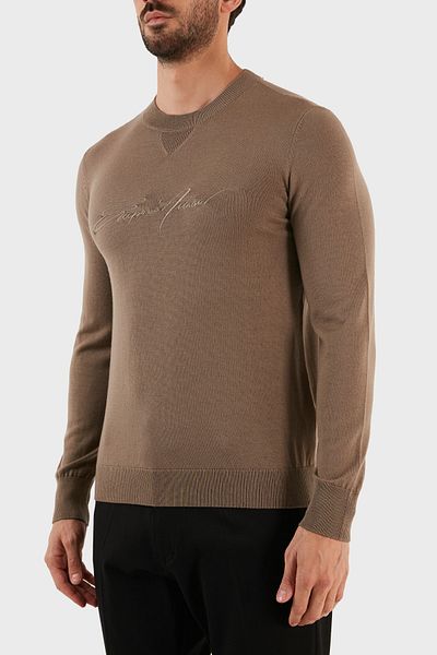 Emporio Armani Pulover pentru bărbați, din lână, cu croiala normală, cu decolteu