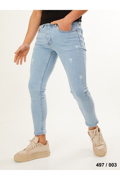JACK CAPRİO Мъжки сини дънки Slim Fit Мъжки дънки от ликра