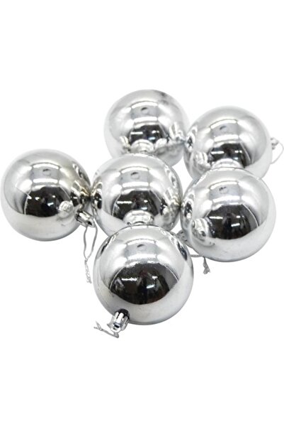 MEKA HOME 6lı Parlak Cici Top Yılbaşı Ağacı Süsü Gümüş 8cm