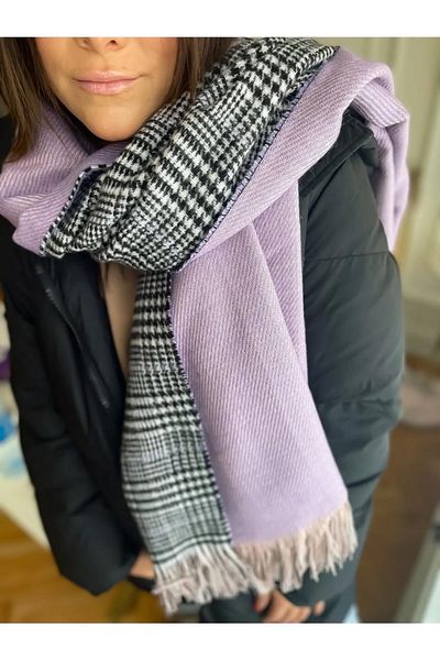 hargenç Plaid Patterned Wool Textured Double Sided Scarf Shawl Scottish
