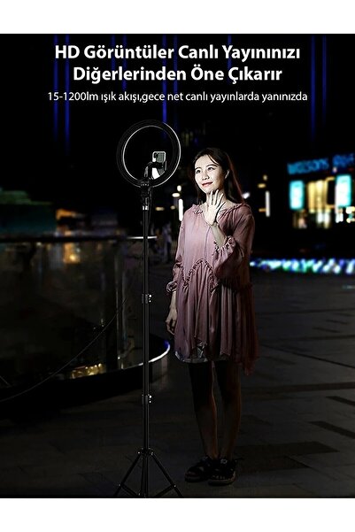SNEXPRES Ring Fill Light Led Işıklı Tripod 14 Inç Halka Youtuber Tiktok Makya...