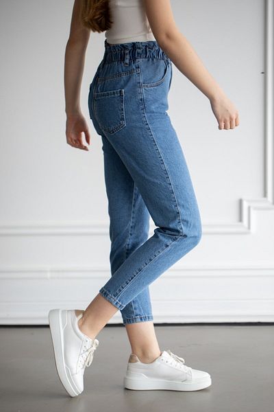 MAKRAS EXCLUSIVE Pantaloni Blue Mom Jean - Nasturi dubli