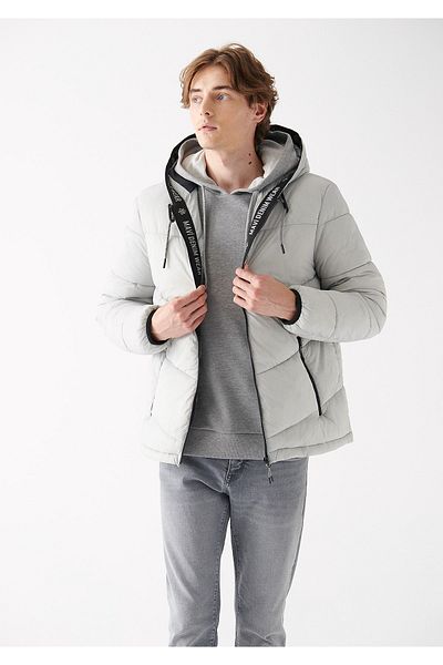 Mavi Šedá bunda Puffer s kapucí Regular Fit / Normální střih 010419-34322