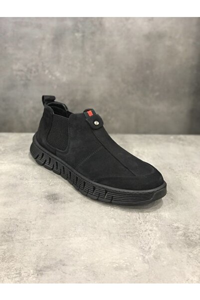 JAMES FRANCO 921 Siyah Havlu Kalın Nubuk I Su Geçirmez Kısa Bot