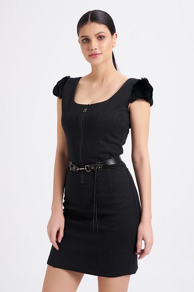 Balizza Front Zippered Belted Dress