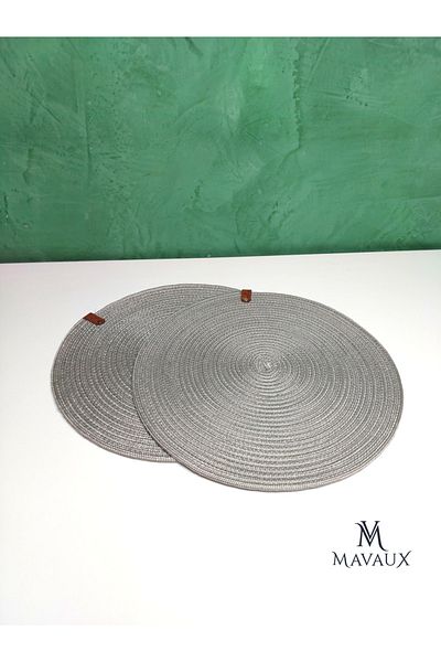 MaVaux Jute / Straw, American Placemat, Gray Tableware, 33cm 2-piece Knitted Tableware, Presentation Set./ Home Gift.