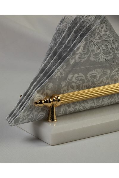 MERALP Napkin Holder Gold Real Marble, Metal Profile Handle