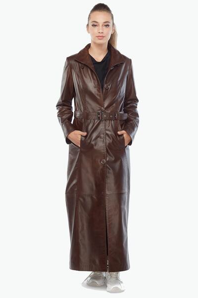 Deriza Genuine Leather Women's Coat Brown