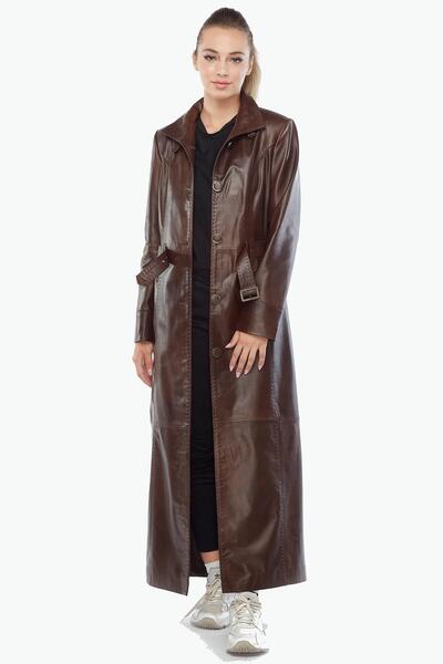 Deriza Genuine Leather Women's Coat Brown