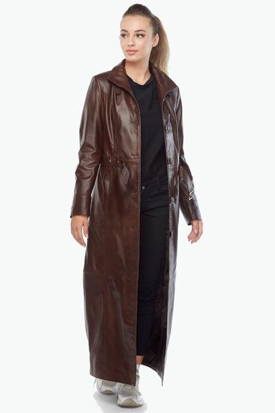 Deriza Genuine Leather Women's Coat Brown