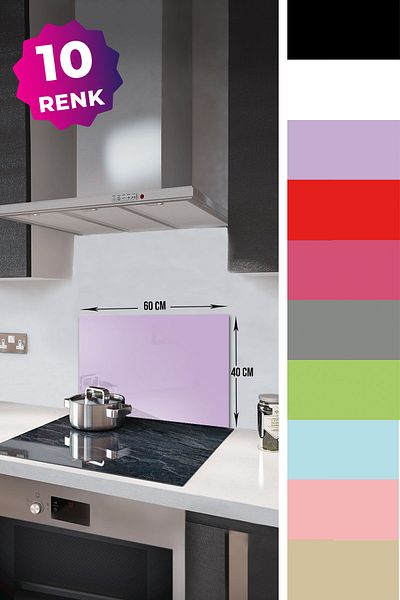 Decorita Protector de spate pentru aragaz din sticla |   Culoare uni - Liliac |   40 cm X 60 cm