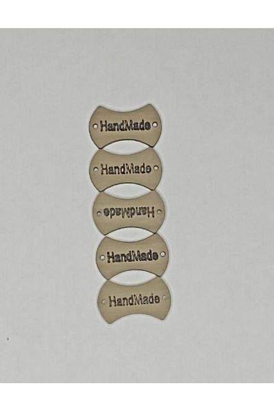 hobim42 Hand Made Handmade Written Wooden Label Button 2.5 Cm 5 Pieces