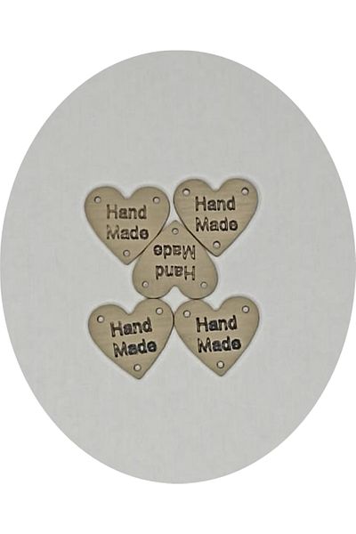 hobim42 Hand Made Handmade Written Wooden Label Button 5 Pieces