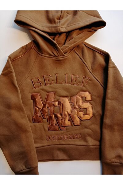 Marions Детска памучна зимна сатенена блуза с качулка и подплата