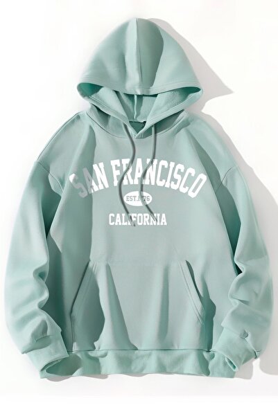 MODAGEN Світшот унісекс м'ятно-зелений Сан-Франциско з принтом з капюшоном