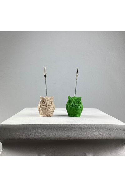 oasis decoration Owl Note Holder Set of 2 (green - Cream)