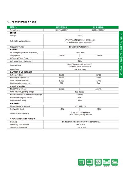 URETECH 3500va 3500watt Tam Sinüs Mppt Akıllı Inverter 24v-220v 3kva 3kw
