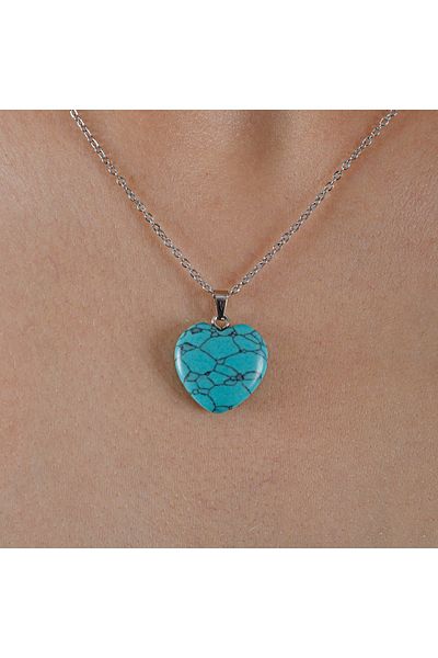 PEDRAS Turquoise Heart Pendant (With Chain Gift)