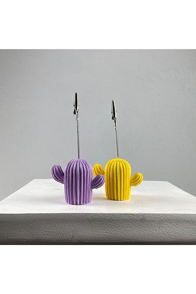 oasis decoration Cactus Note Holder Set of 2 (lilac- Yellow)