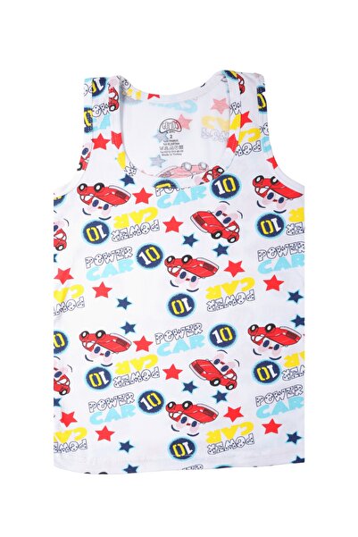 GÜMÜŞ Boy's Power Car Patterned Printed Undershirt White