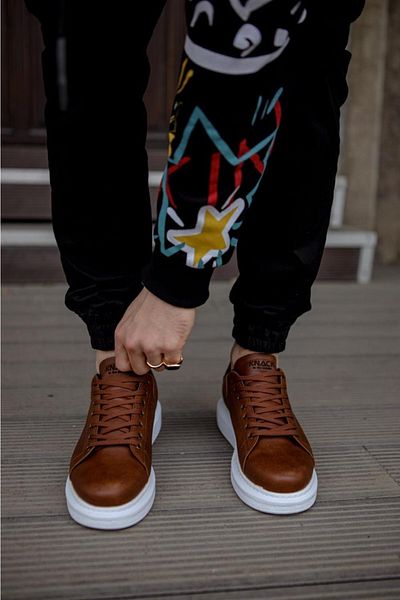 KN Fashion Mp044 Bt Lace-Up Orthopedic High/Hick Sole Ανδρικά αθλητικά παπούτσια καφέ