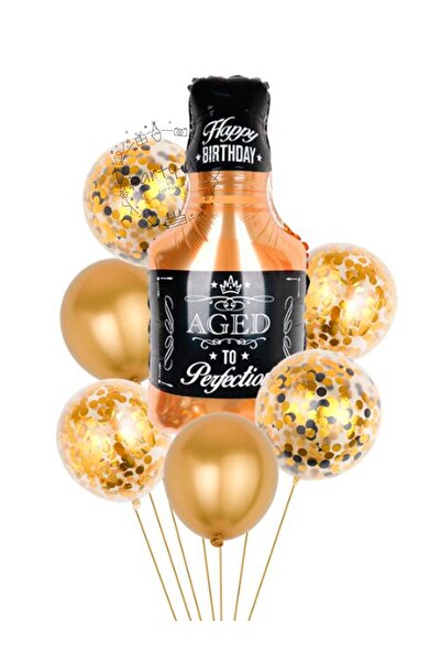 PARTİAVM Viski Bira Happy Birthday Yetişkin Doğum Günü Balon Seti