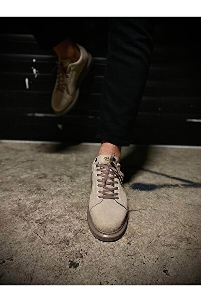 KN Fashion Mp044 Vt Lace-Up Suede Orthopedic High/Thick Sole Men's Sneaker Tan