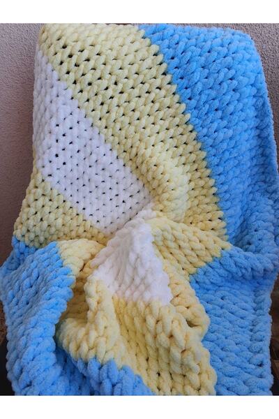 Generic Brand Alize Puffy Hand Knitted Baby Blanket 90X90 3 Colors Handcrafte...