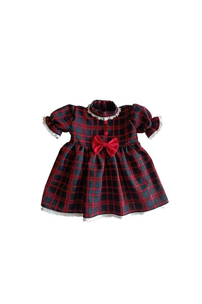 moms and babies Girl's Baby Vintage Dress Red Plaid Scalloped Dress 0-5 Years