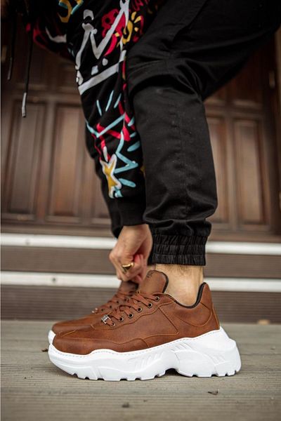 KN Fashion Mp-n75 Bt Laced Ортопедични Маратонки с Висока/дебела Подметка, Кафяви