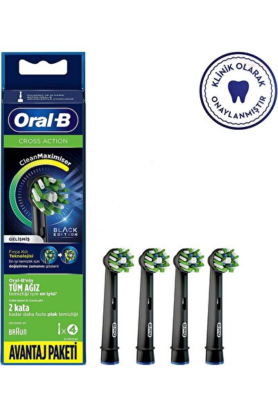 Oral-B Diş Fırçası Gelimiş Yedek Başlığı Cross Action Siyah 4adet Eb50