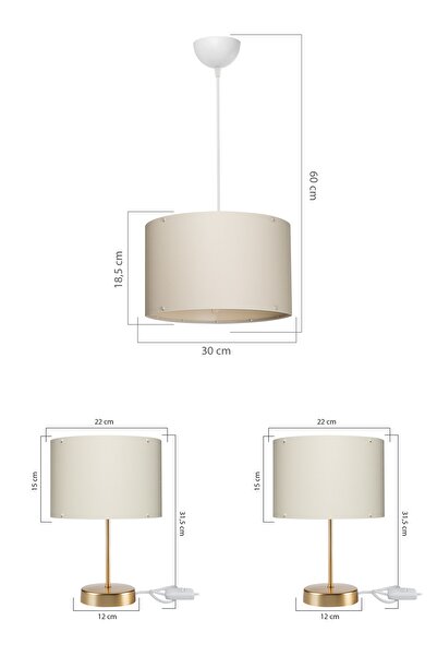 Modelight Arel Gold Yatak Odası Abajur Avize Aydınlatma Set 22 Lik