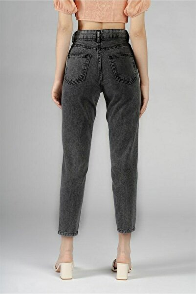 LİMABEL Spanish High Waist Smoked Snow Mom Jeans Lycra Colorfast Smoked Extra Comfortable Mom Jeans