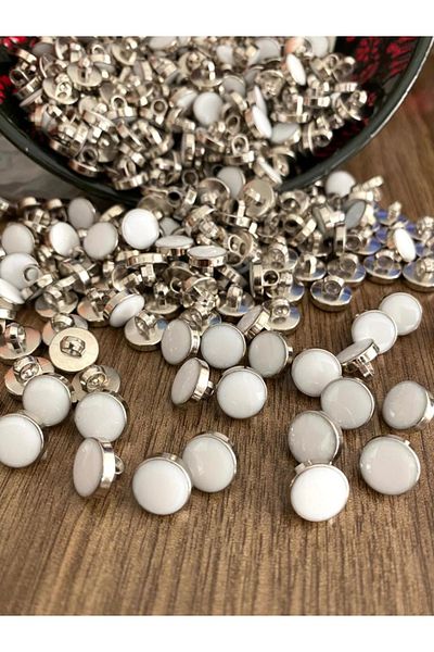 canan dizayn 11.5 Mm White Leg Metalized Nickel Button (20 PCS)