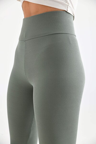 HİS WOMAN Rebrasto Ženske tajice kaki boje