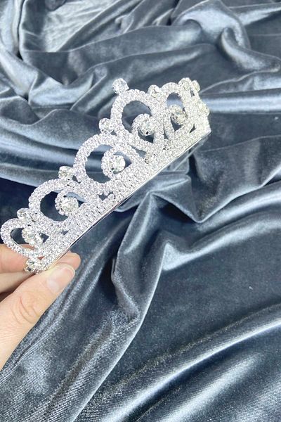 Hobigram Coroană de mireasă cu henna de culoare argintie model lalele – Coroană, piatră de cristal, model elegant, coroană de mireasă, accesoriu de păr –
